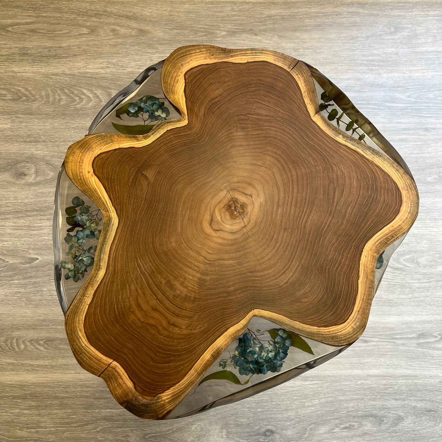 Rustic Epoxy Wood Table with Hairpin Legs.