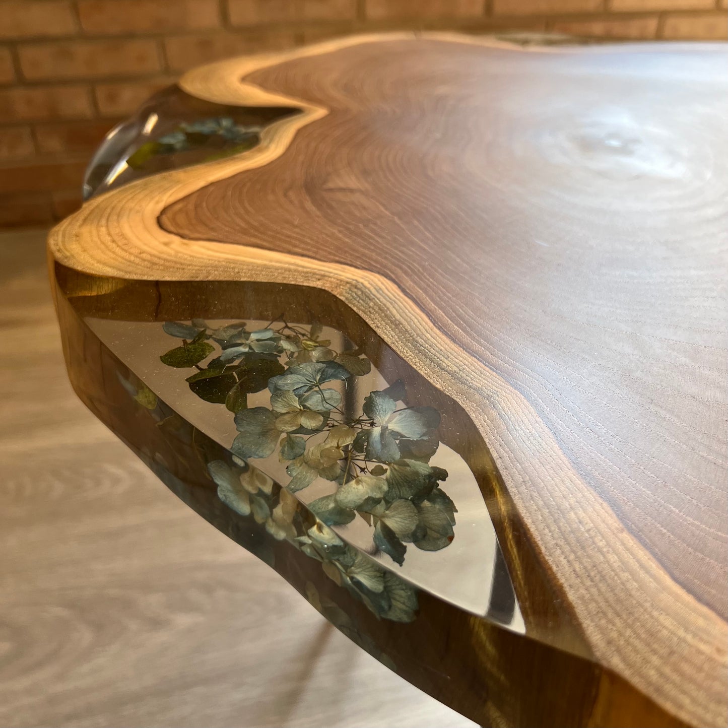 Rustic Epoxy Wood Table with Hairpin Legs.