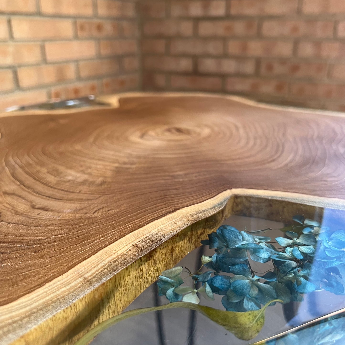 Rustic Epoxy Wood Table with Hairpin Legs.