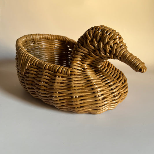 Handmade wicker duck basket