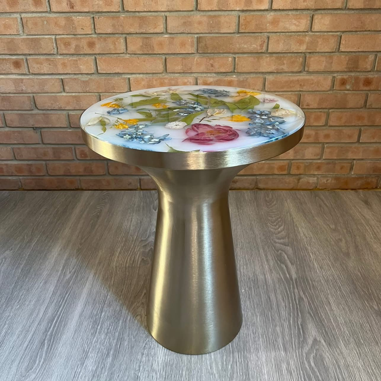 Handmade Botanical Resin Side Table.